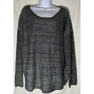 Basic Editions Black and Silver Knit Sweater, Womens Plus 1X.